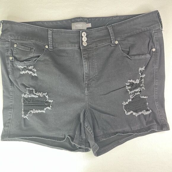 Torrid Boyfriend Distressed Shorts Black Women’s Denim Size 24 - Picture 1 of 13